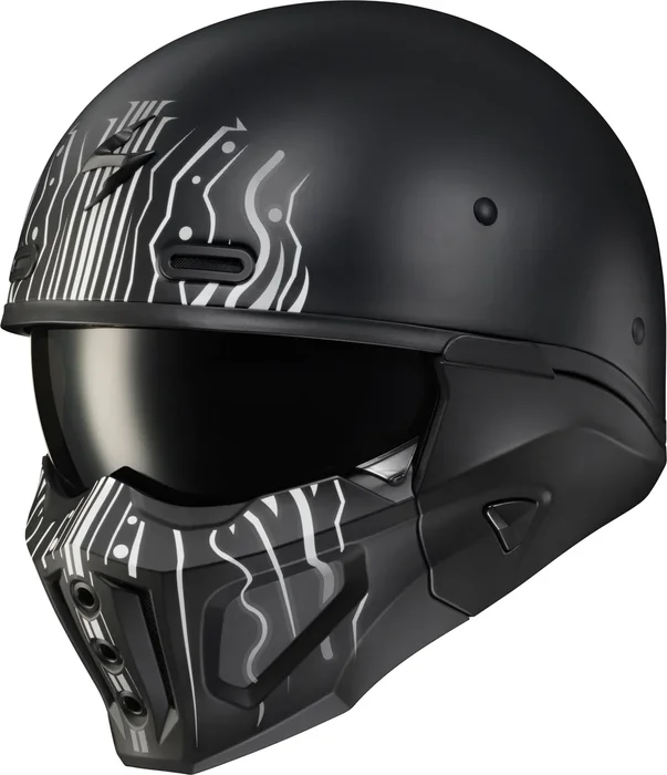 SCORPION EXO - COX-2003 - COVERT X OPEN-FACE HELMET TRIBE MATTE BLACK/WHITE SM
