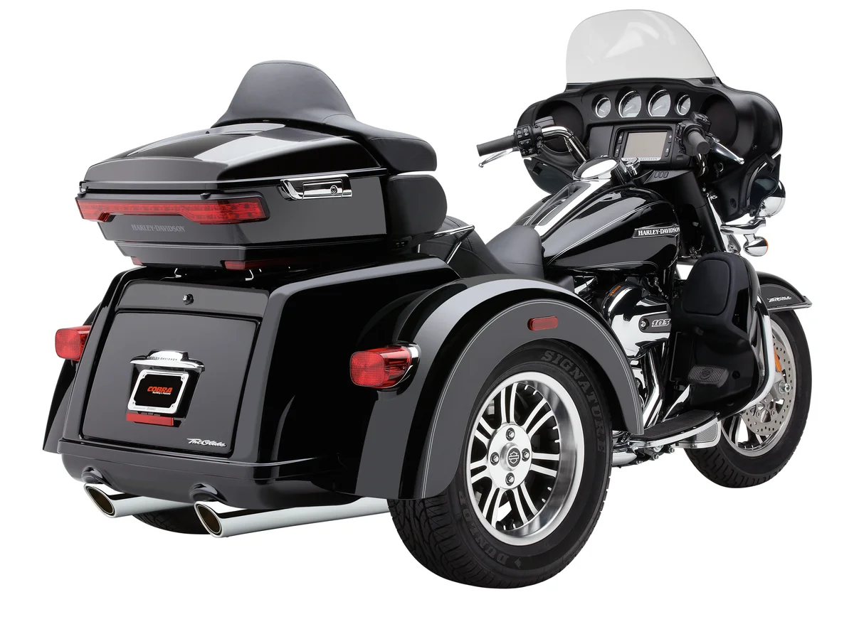 COBRA - 6303RB - 909-TWINS 4" SLIP-ONS BLACK TRI-GLIDE 09-22