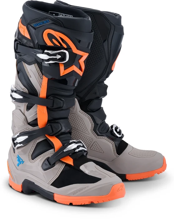ALPINESTARS - 2010426-1562-13 - TECH 7 ENDURO BLK/WARM GRY/ORANGE FLUO 13