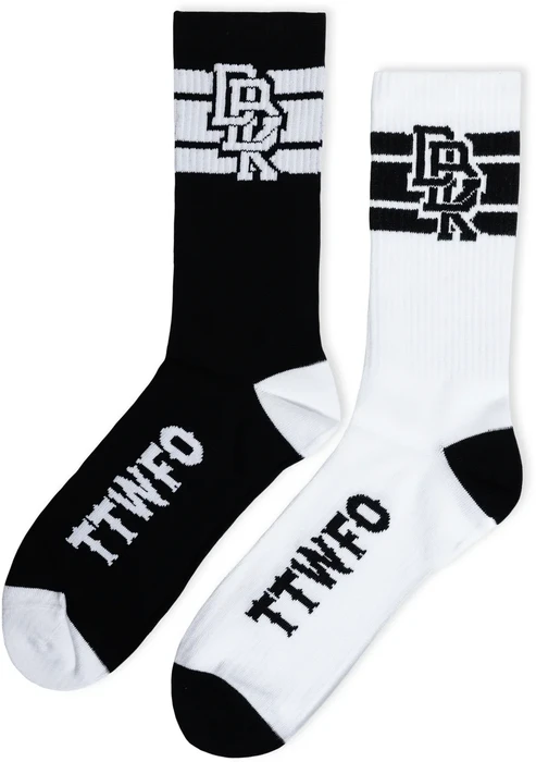 DBK - AC-STACKED2PK-SOCK - STACKED SOCKS 2 PACK BLACK AND WHITE
