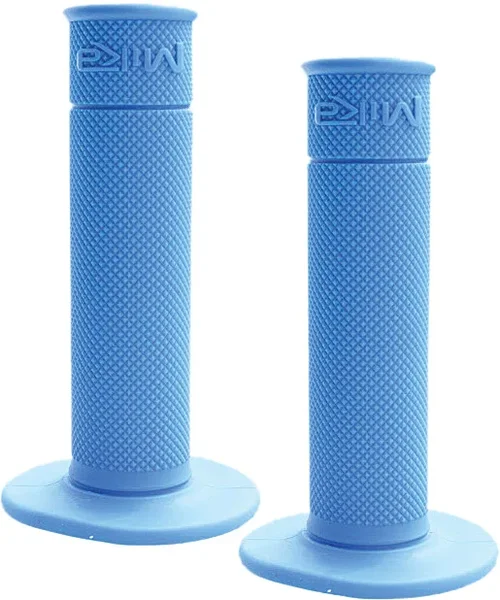 MIKA METALS Blue Waffle Motorcycle Grips - Enhanced Traction & Comfort for Riders