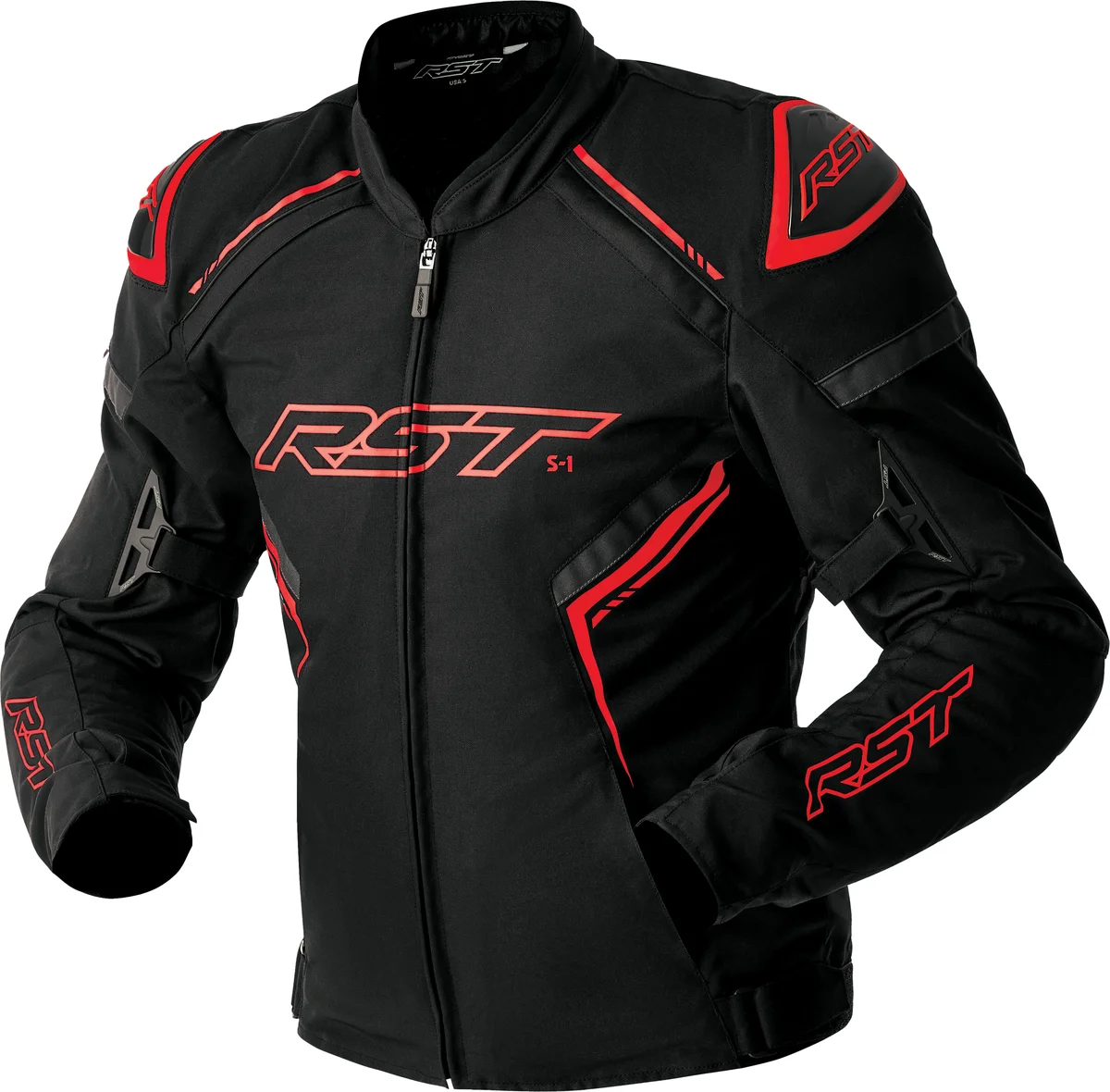 RST - 103614RED-44 - S1 D3O TEXTILE JACKET BLACK/GREY/RED LG