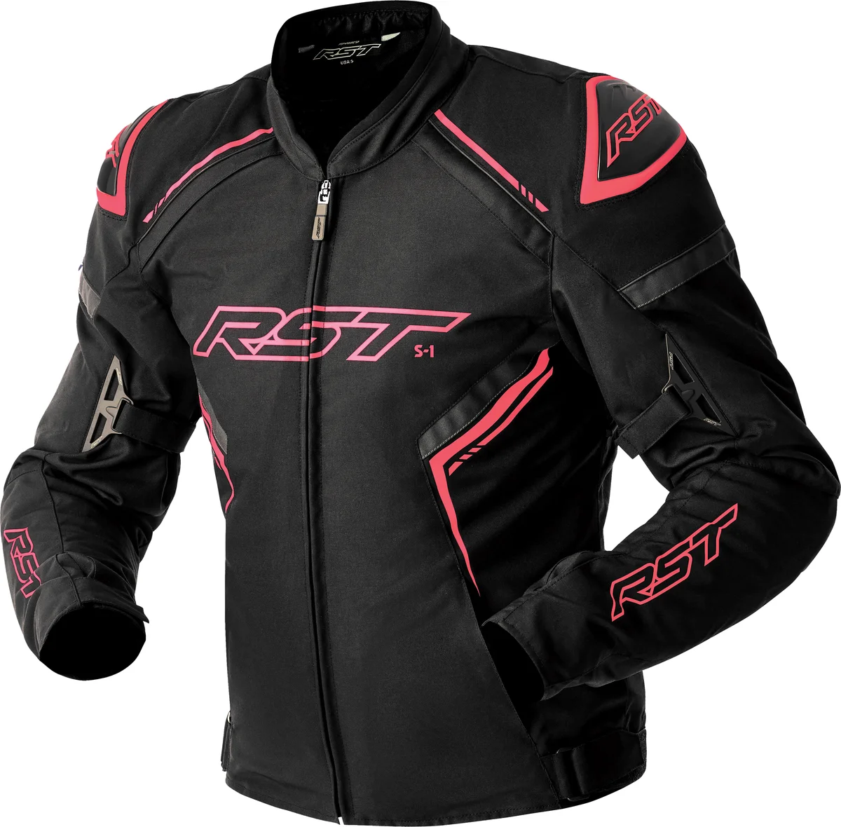 RST - 103629PNK-18 - S1 D3O TEXTILE LADIES JACKET BLK/FLO PINK 2XL