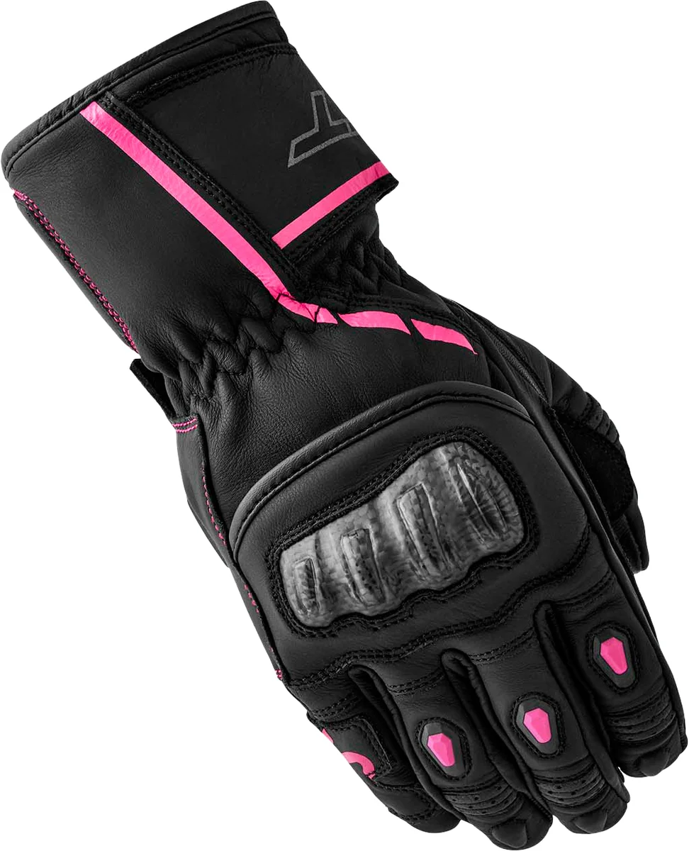 RST - 103653PNK-08 - S1 D3O LADIES GLOVE BLACK/PINK LEATHER LG