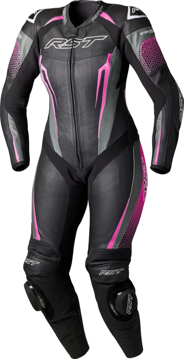 RST - 103643PNK-12 - TRACTECH EVO D3O LADIES SUIT BLACK/PINK LEATHER MD