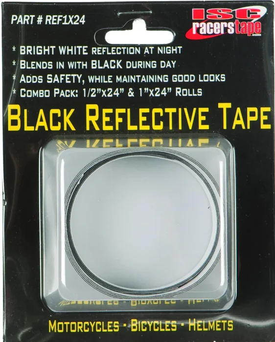ISC REF1X24 Black Reflective Safety Tape - High-Visibility Riding Gear for Powersports