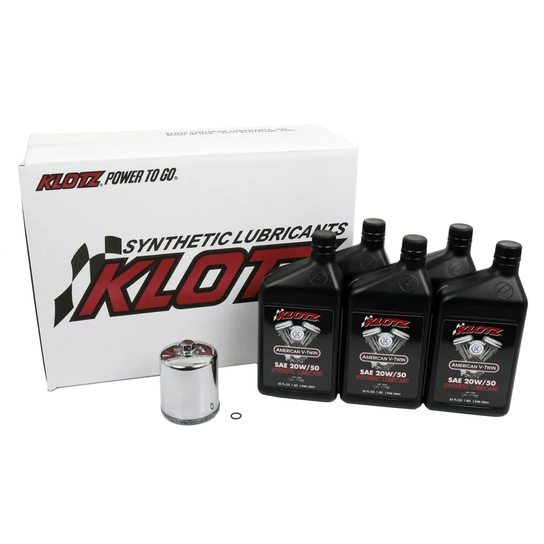 KLOTZ KH-107 5 Quart Synthetic Oil & Chrome Filter Kit – Premium Oil Change Kit for Powersports Vehicles