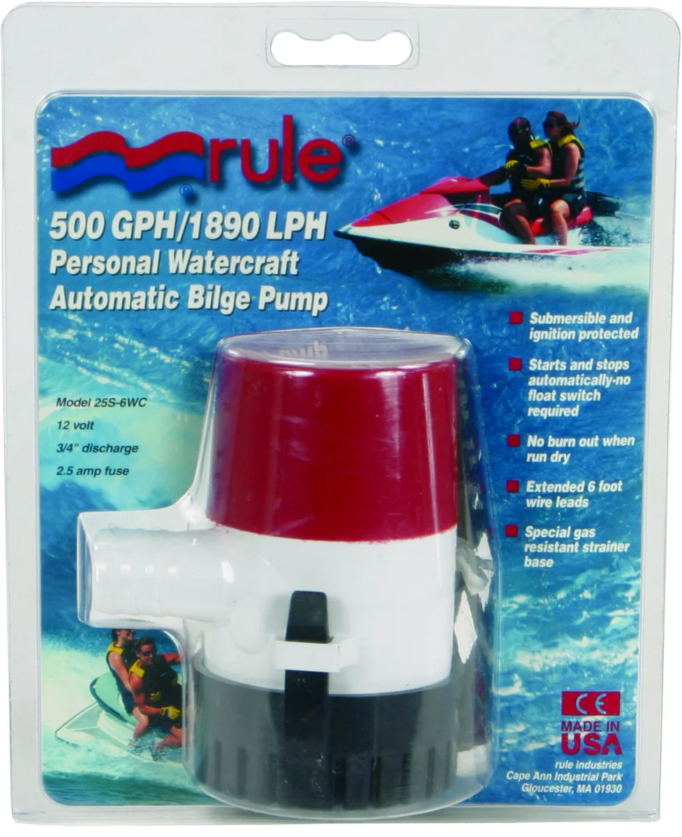 RULE 25SA-6WC Automatic Bilge Pump - Water-Resistant Engine Compartment Protection