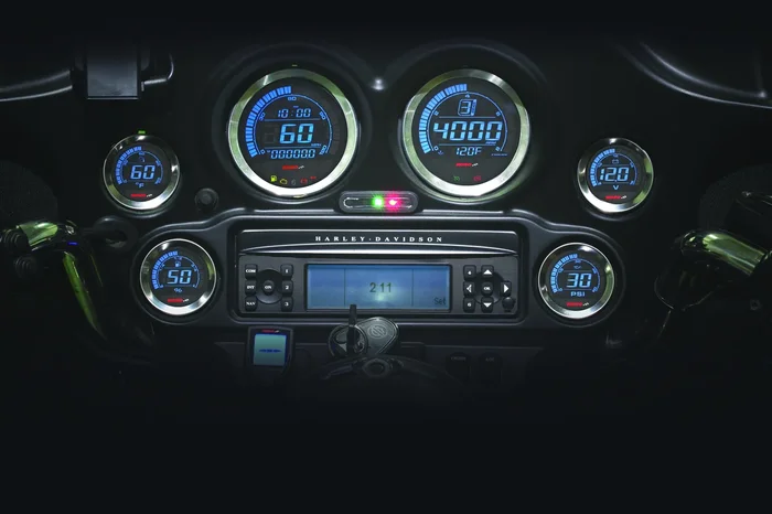 KOSO Digital Harley Gauge Cluster - High-Resolution Motorcycle Dashboard