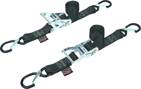 POWERTYE 1 1/2" Fat Ratchet Straps w/Secure Hooks - Durable Tie-Downs for Powersports