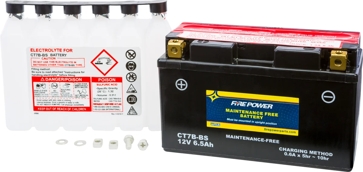 FIRE POWER CT7B-BS Maintenance Free Sealed Battery – Durable Power for Powersports Vehicles