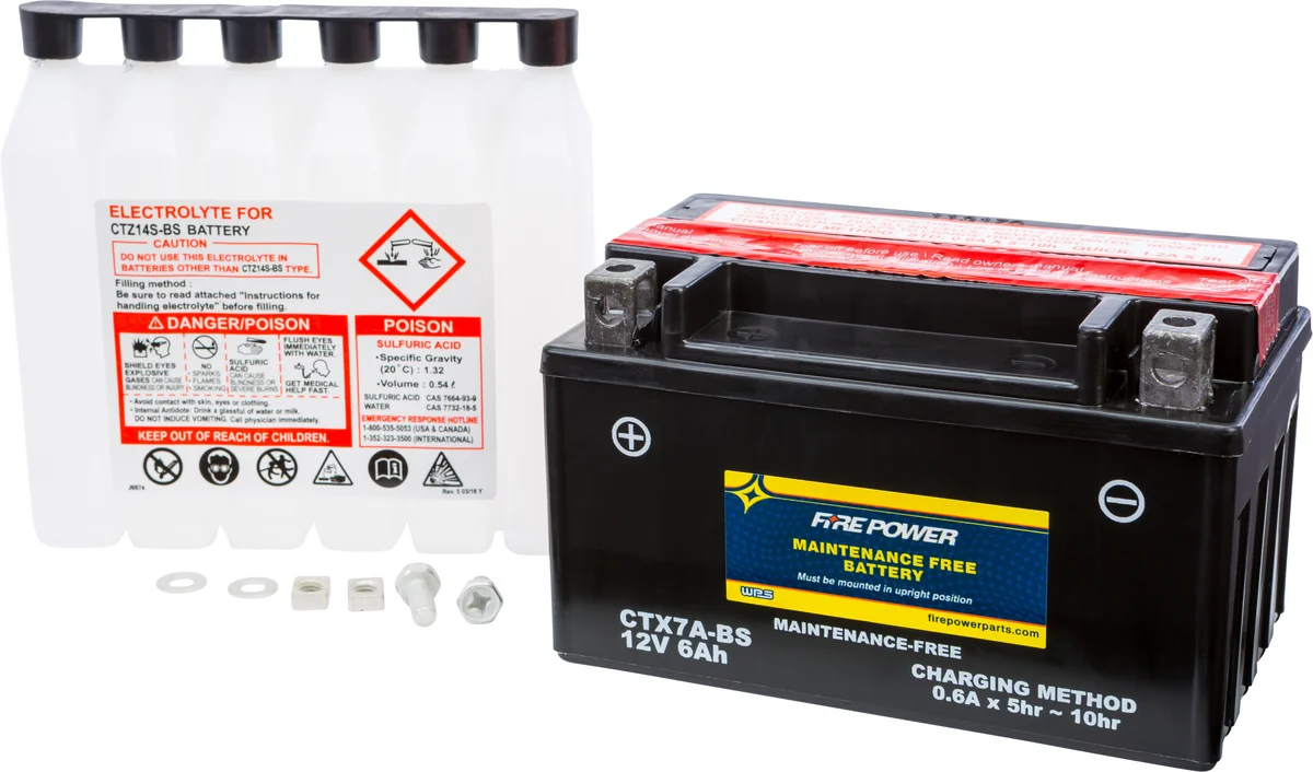 FIRE POWER CTX7A-BS Maintenance Free Sealed Battery - Long-Lasting Power for Powersports Vehicles