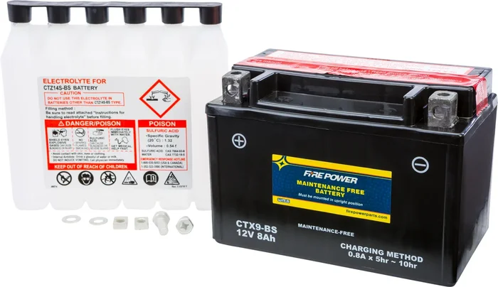 FIRE POWER CTX9-BS Maintenance-Free Sealed Battery for Powersports - Long-Lasting Power