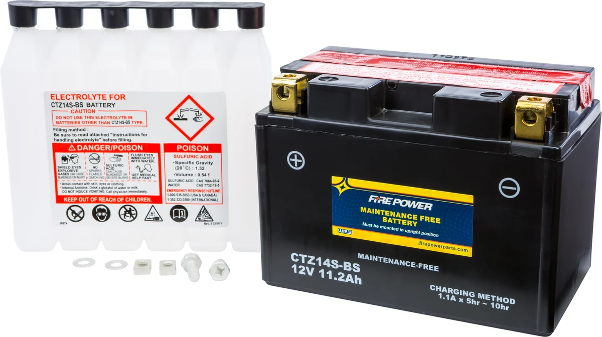 FIRE POWER CTZ14S-BS Maintenance-Free Sealed Battery for Powersports - Long-Lasting Power Solution