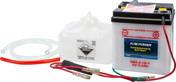 FIRE POWER 6V Standard Battery w/Acid Pack - Reliable Power for Powersports Equipment