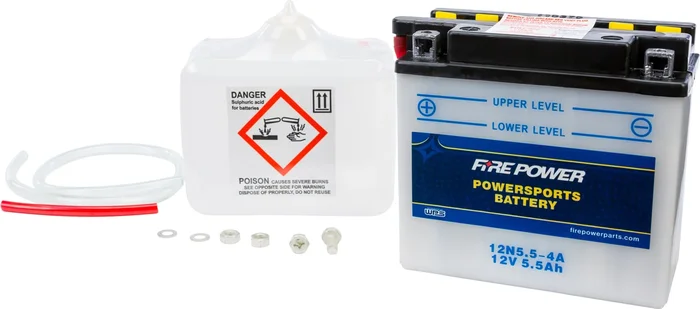 FIRE POWER 12V Standard Battery with Acid Pack - Reliable Power for Powersports Vehicles