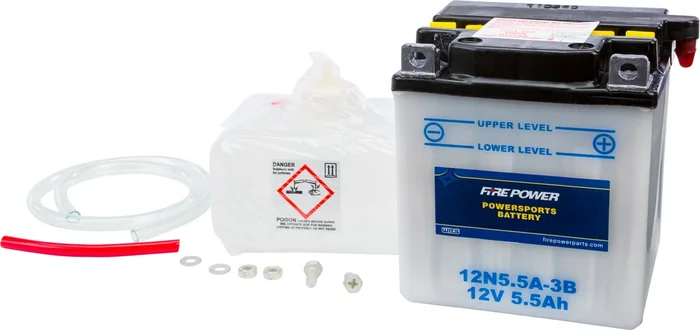 FIRE POWER 12V Standard Battery with Acid Pack - Reliable Power for Powersports