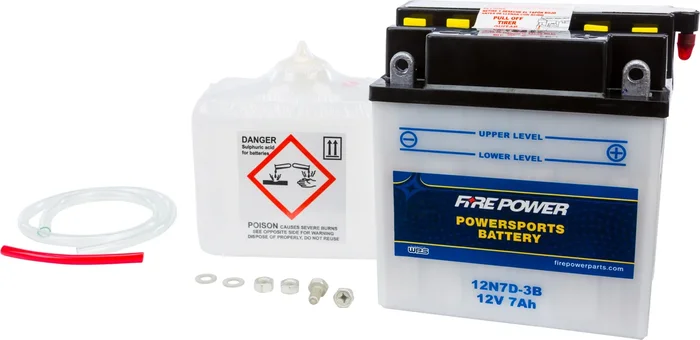 FIRE POWER 12N7D-3B 12V Standard Battery with Acid Pack - Reliable Power for Powersports