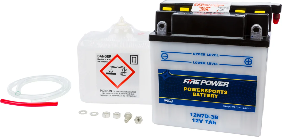 FIRE POWER 12N7D-3B 12V Standard Battery with Acid Pack - Reliable Power for Powersports