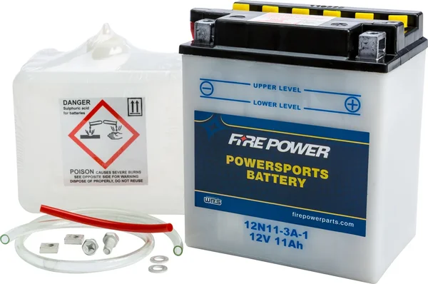 FIRE POWER 12N11-3A-1 12V Battery - High-Capacity Acid Pack for Powersports Vehicles