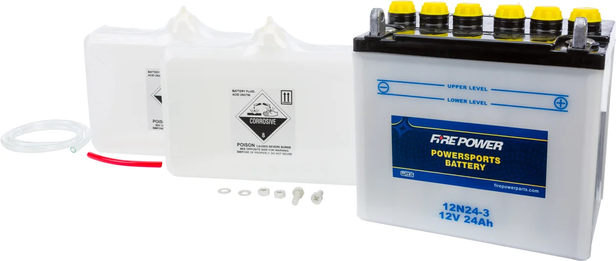 FIRE POWER 12N24-3 12V Battery - High-Capacity Standard Battery for Powersports Vehicles