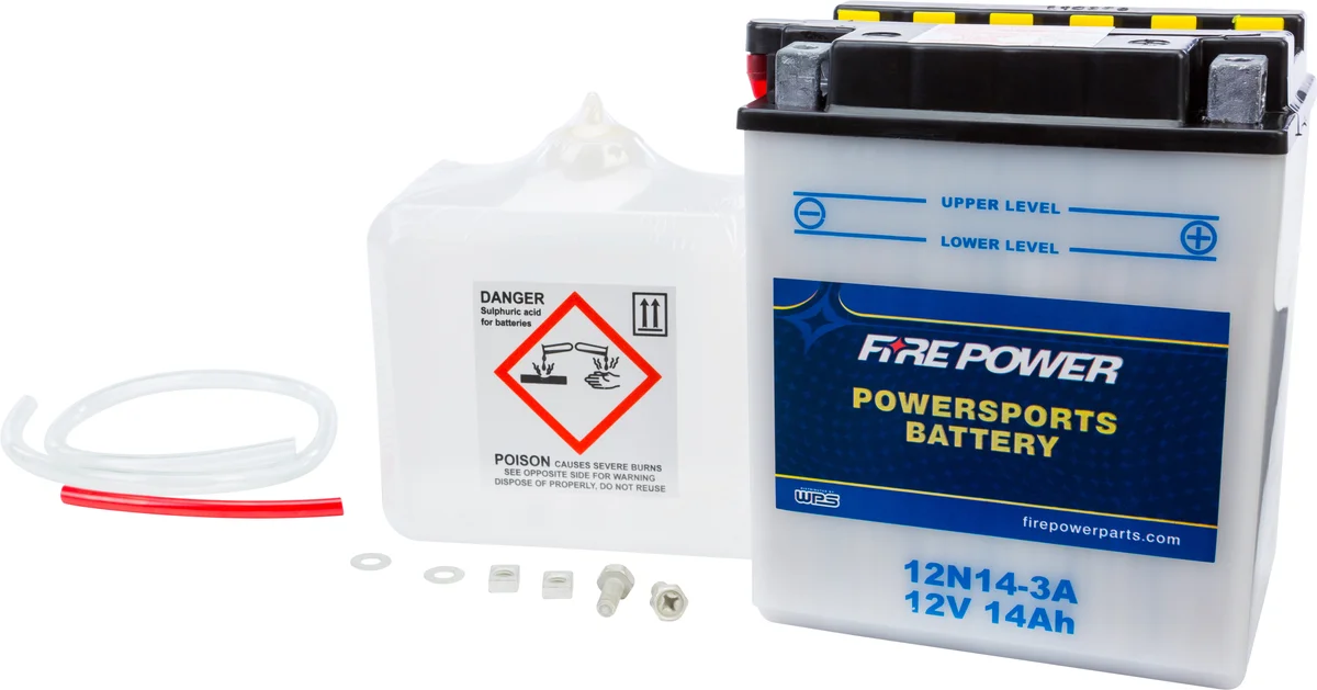 FIRE POWER 12N14-3A 12V Battery - High-Capacity Acid Pack for Powersports Vehicles