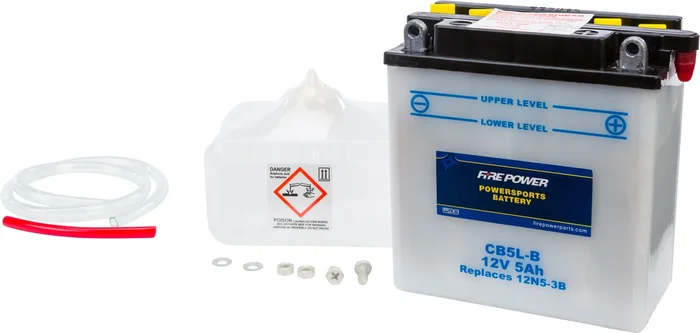 FIRE POWER CB5L-B 12V Heavy Duty Battery with Acid Pack - Reliable Power for Powersports Vehicles