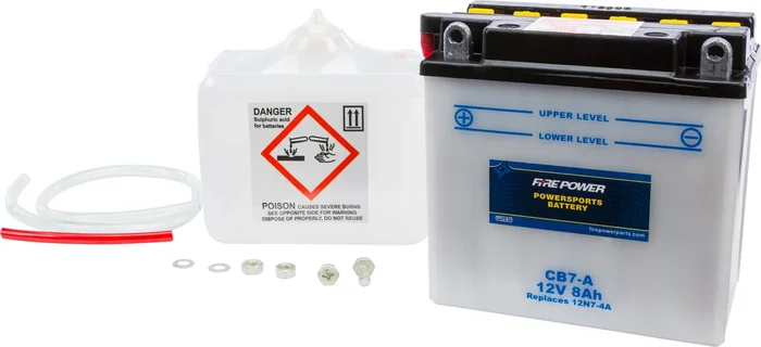 FIRE POWER CB7-A 12V Heavy Duty Battery with Acid Pack - Reliable Power for Powersports