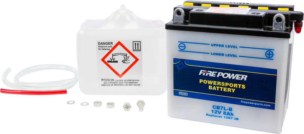 FIRE POWER CB7L-B 12V Heavy Duty Battery with Acid Pack - Reliable Power for Powersports