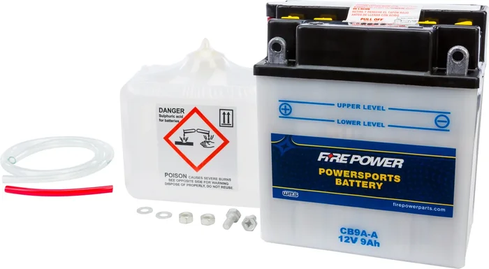 FIRE POWER CB9A-A 12V Heavy Duty Battery with Acid Pack - Durable Power for Powersports