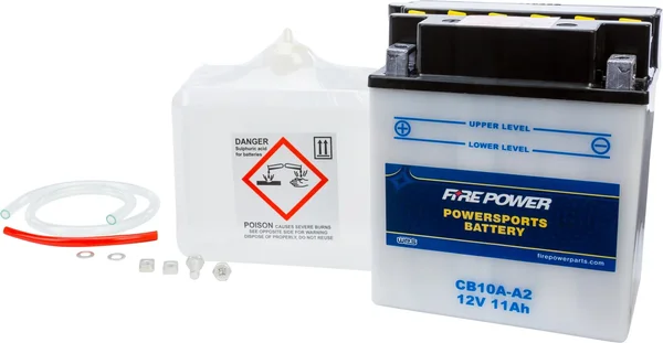 FIRE POWER CB10A-A2 12V Heavy Duty Battery with Acid Pack - Durable Power for Powersports