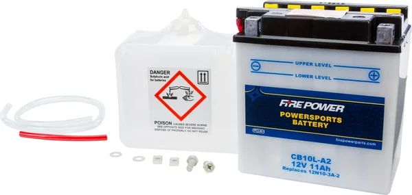 FIRE POWER CB10L-A2 12V Heavy Duty Battery w/Acid Pack - Reliable Power for Powersports
