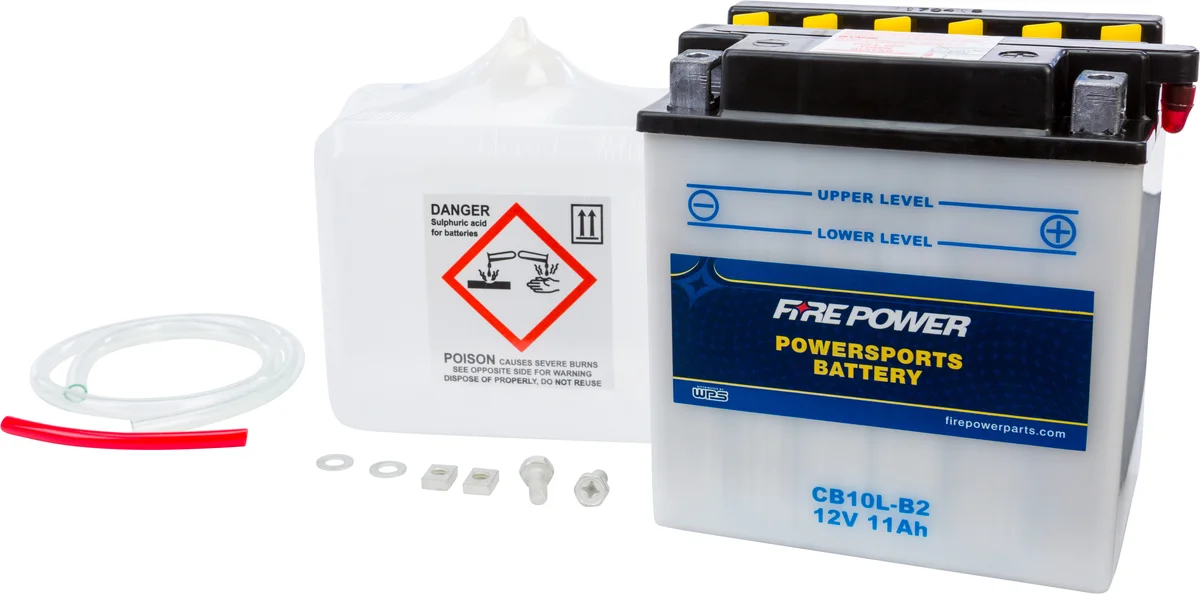 FIRE POWER CB10L-B2 12V Heavy Duty Battery with Acid Pack - Durable Power for Powersports