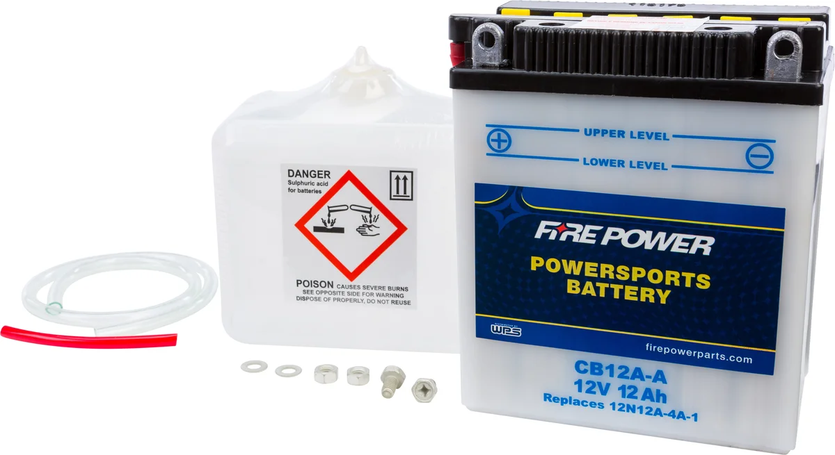 FIRE POWER CB12A-A 12V Heavy Duty Battery w/Acid Pack - Reliable Power for Powersports
