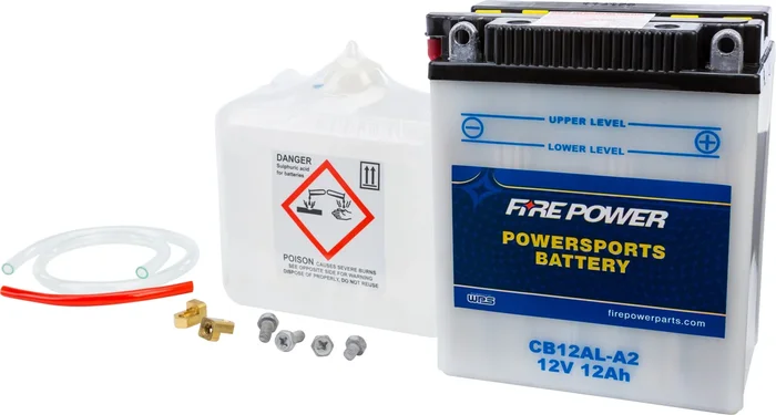 FIRE POWER CB12AL-A2 12V Heavy Duty Battery w/Acid Pack - Reliable Power for Powersports