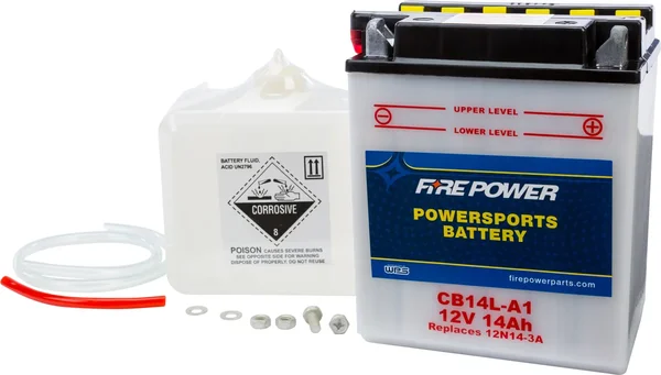 FIRE POWER CB14L-A1 12V Heavy Duty Battery w/Acid Pack - Reliable Power for Powersports
