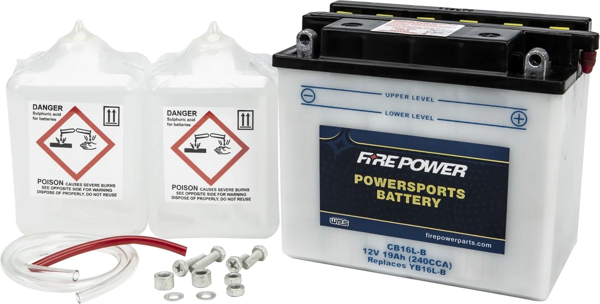 FIRE POWER CB16L-B 12V Heavy Duty Battery with Acid Pack - Reliable Power for Powersports