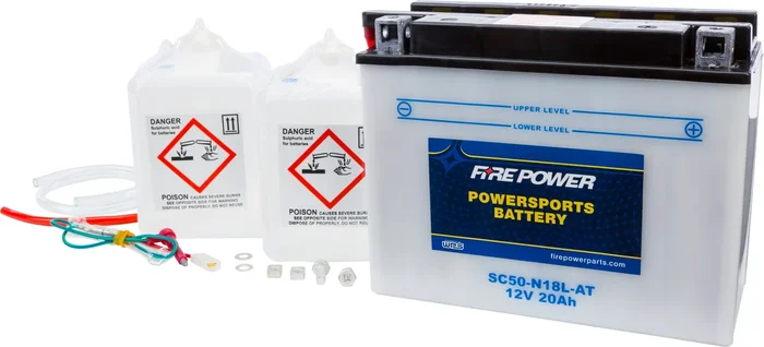FIRE POWER SC50-N18L-AT 12V Heavy Duty Battery w/Acid Pack - Reliable Power for Powersports