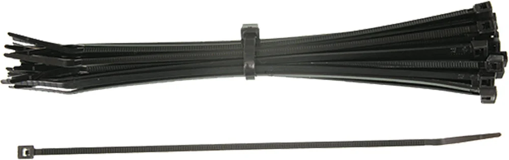 SP1 Black Nylon Cable Ties - 100/PK Strong Non-Corrosive Wire Ties for Powersports Tools
