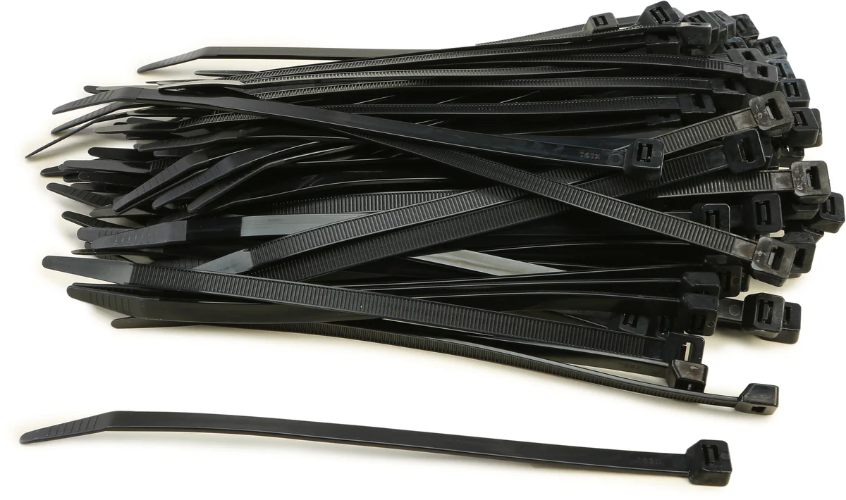SP1 Black Nylon Cable Ties - 100/PK Durable Wire Ties for Powersports & Industrial Use