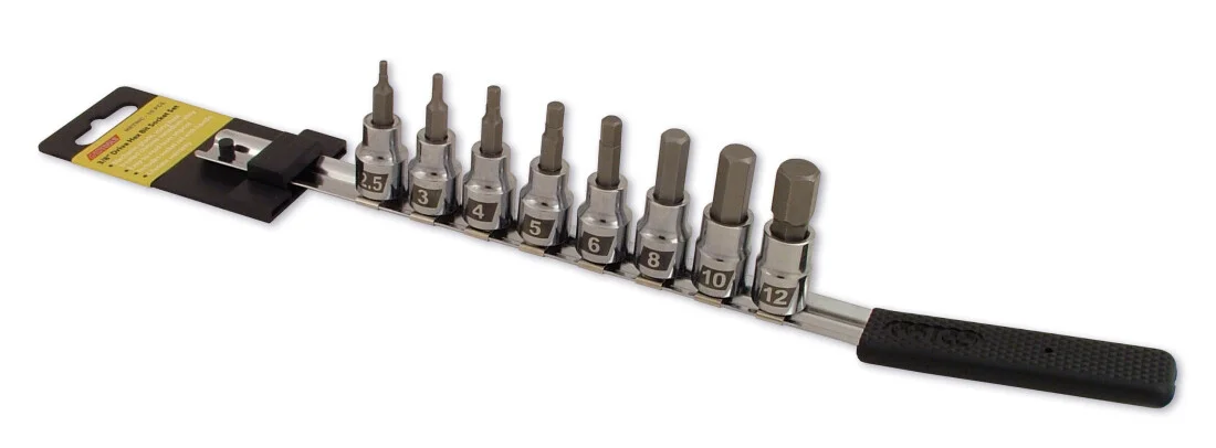 CRUZ TOOLS ME38HBS 3/8" Socket Bit Set - Durable Metric & Inch Hex Bits for Powersports Vehicles