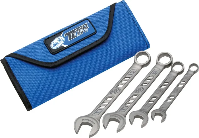 Motion Pro TiProlight Titanium Combination 4-Piece Wrench Set - Durable Powersports Tool Kit