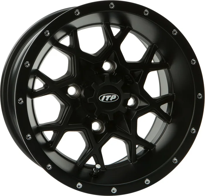 ITP Hurricane 14x7 Black Wheel - 4/110 Bolt Pattern, 2+5 Offset for High-Performance Powersports