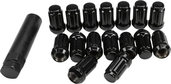 AWC Chrome Steel Wheel Lug Nut - Black, M12 x 1.5 Thread, 20-Pack for Powersports Vehicles