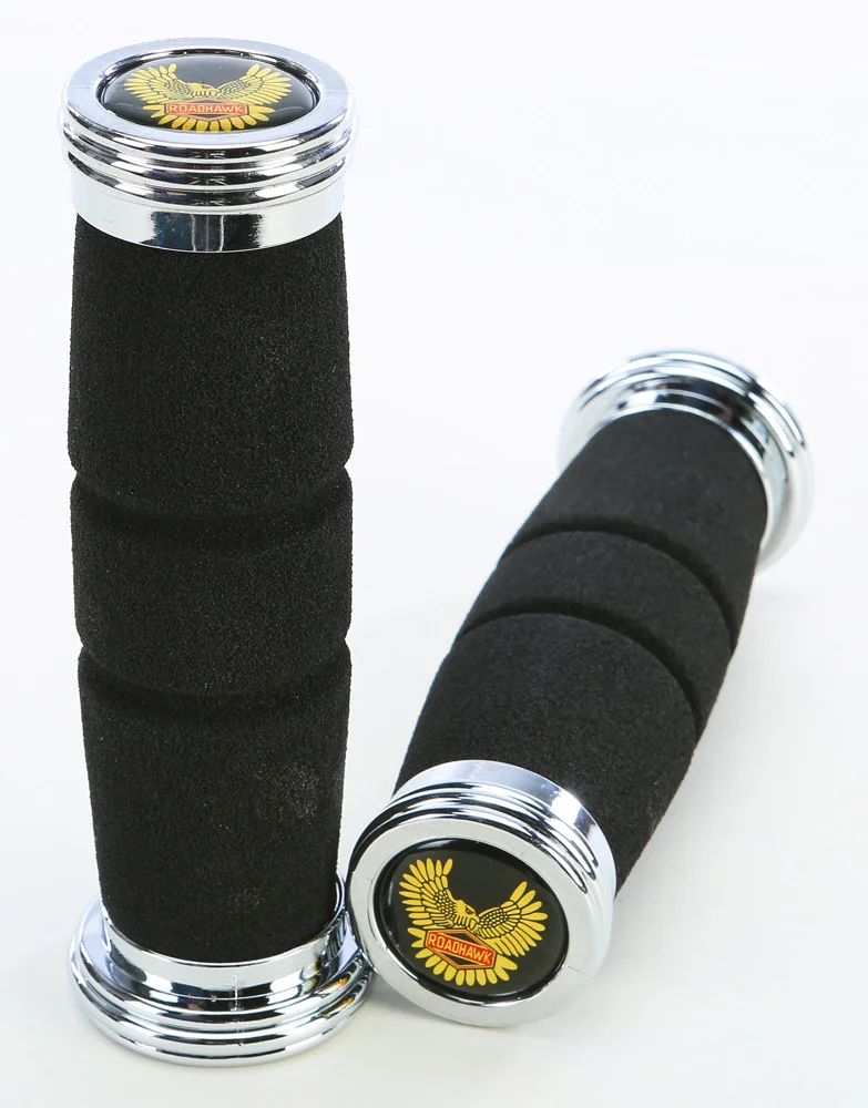 EMGO Roadhawk Foam Grips - Durable Motorcycle Handlebar Grips with Anti-Slip Texture