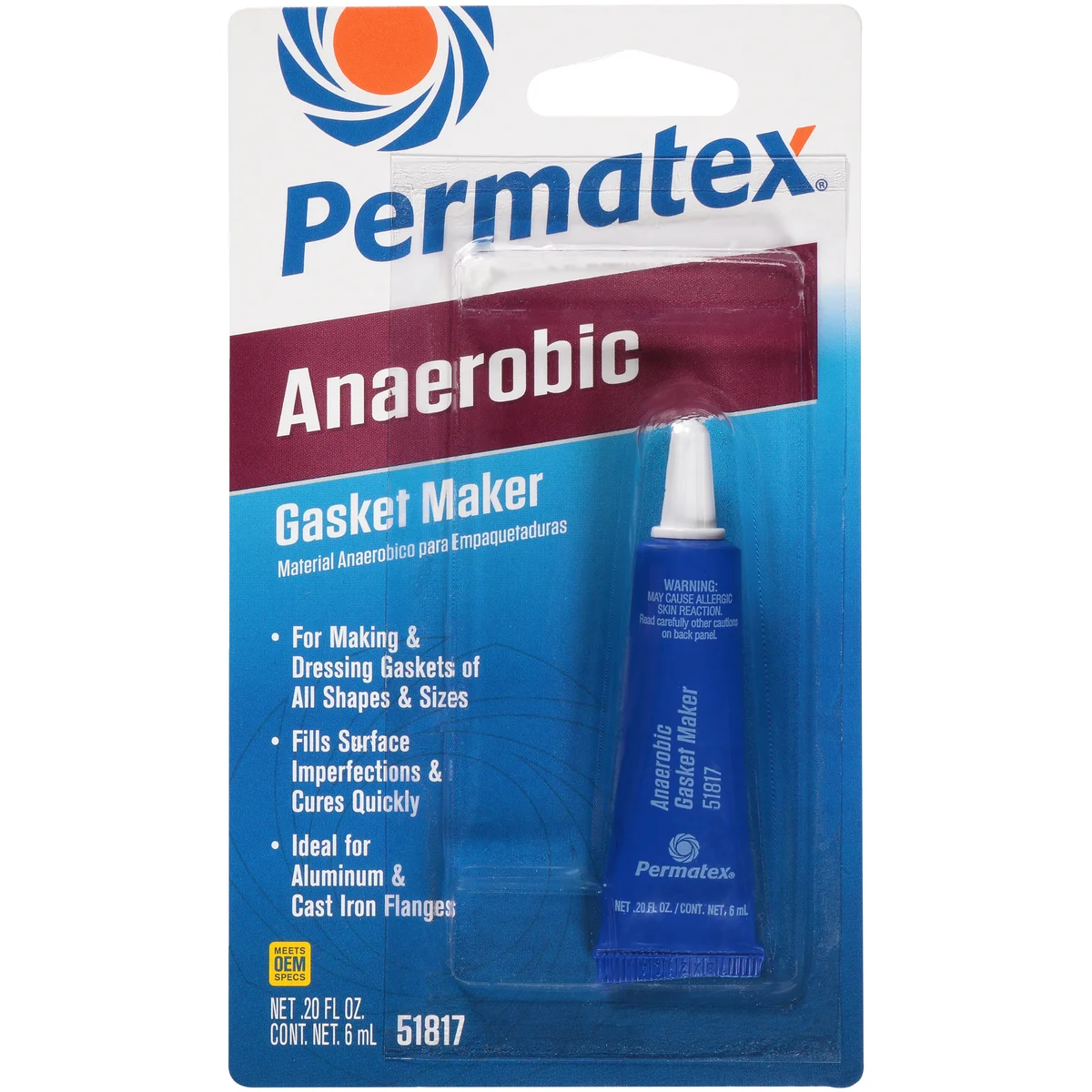PERMATEX 51813 Anaerobic Gasket Maker - Red 50ml Tube for Metal Surfaces & Fasteners