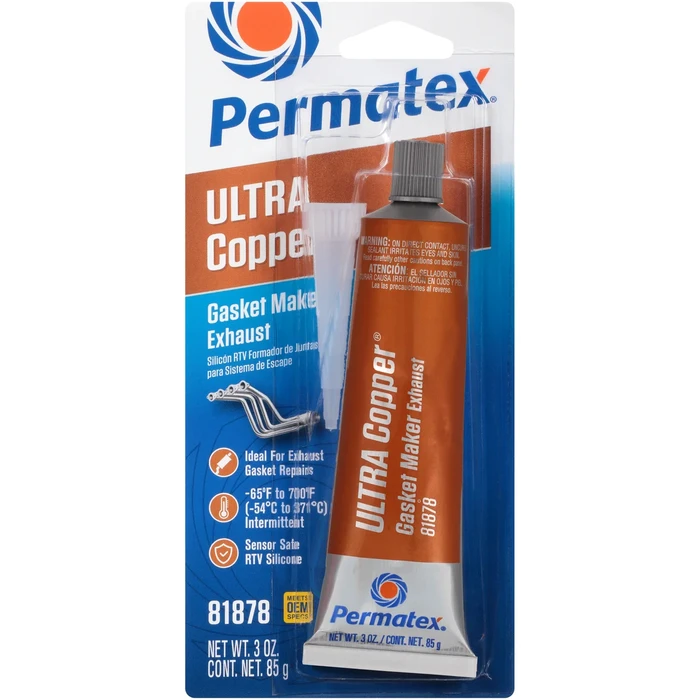 PERMATEX 81878 Ultra Copper Silicone Gasket Sealant - High-Temperature Leak-Proof Sealant for Powersports Equipment