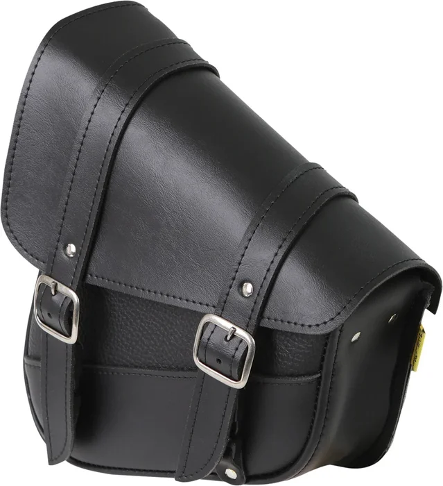 WILLIE & MAX Black Synthetic Leather Swingarm Bag - Durable Luggage for Powersports Riders