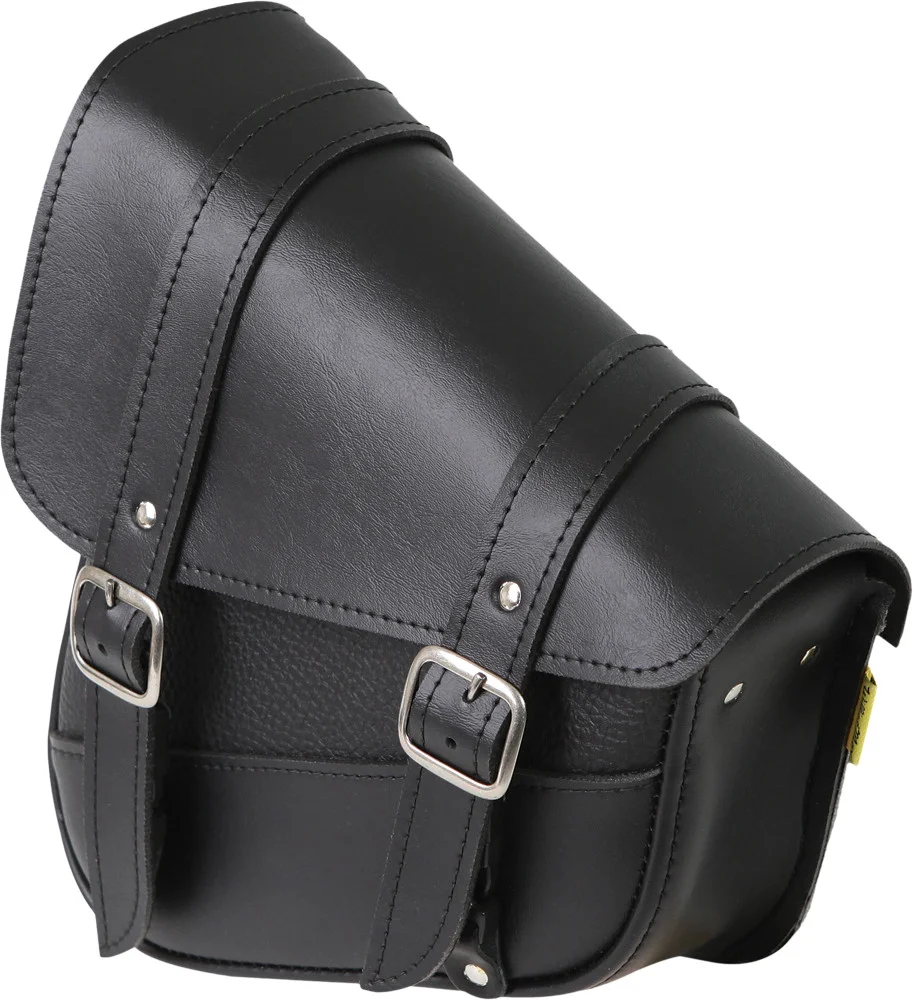 WILLIE & MAX Black Synthetic Leather Swingarm Bag - Durable Luggage for Powersports Riders