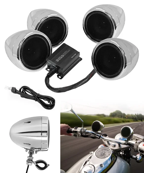 BOSS AUDIO MC470B Bluetooth Handlebar Speaker System - Weatherproof Audio for Powersports